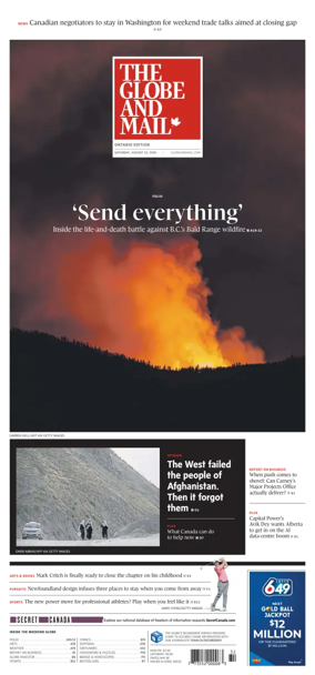 Cover of The Globe and Mail (Ontario Edition)
