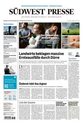 Cover of Sudwest Presse - Metzinger Uracher Volksblatt - Der Ermstalbote