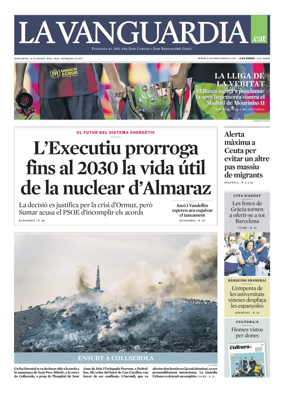 Cover of La Vanguardia (Catala)