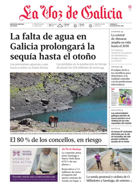 Cover of La Voz de Galicia (Santiago)