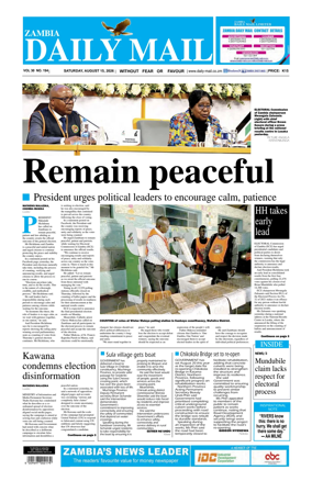 Cover of Zambia Daily Mail