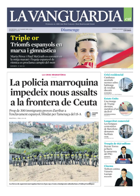 Cover of La Vanguardia (Catala)