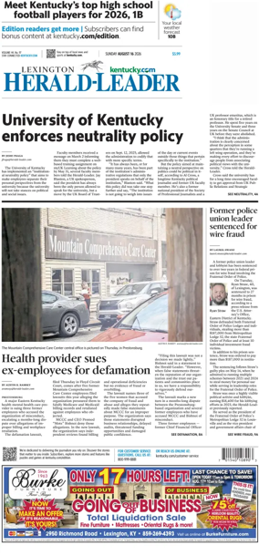 Cover of Lexington Herald-Leader (Sunday)