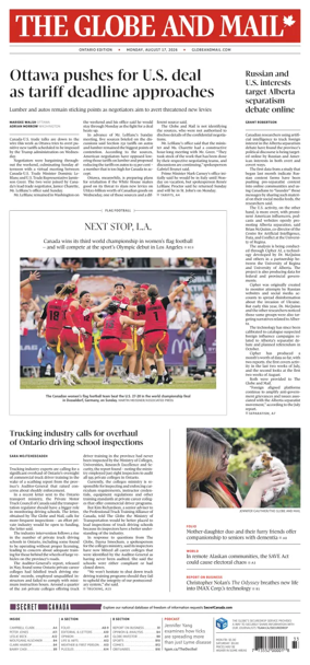 Cover of The Globe and Mail (Ontario Edition)