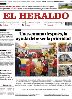Cover of El Heraldo (Colombia)