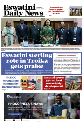 Cover of Eswatini Daily News