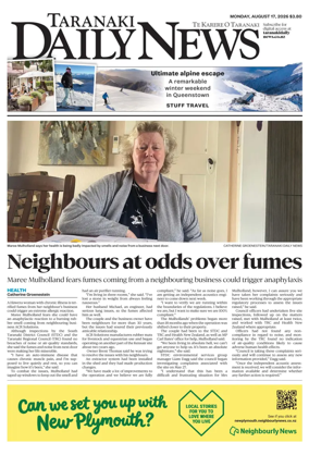 Cover of Taranaki Daily News