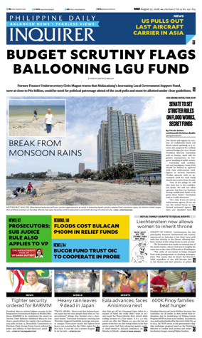 Cover of Philippine Daily Inquirer