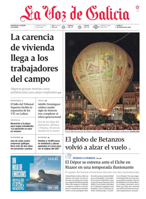 Cover of La Voz de Galicia (A Coruna)