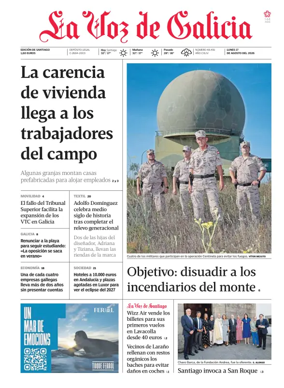 Cover of La Voz de Galicia (Santiago)