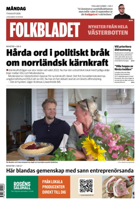 Cover of Folkbladet Vasterbotten