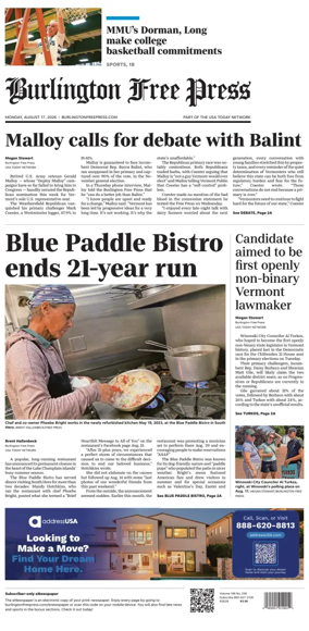 Cover of Burlington Free Press