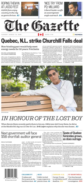 Cover of Montreal Gazette