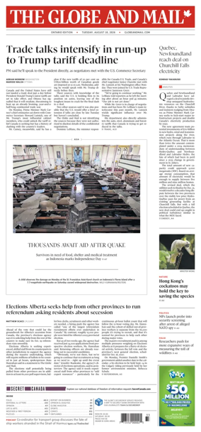 Cover of The Globe and Mail (Ontario Edition)