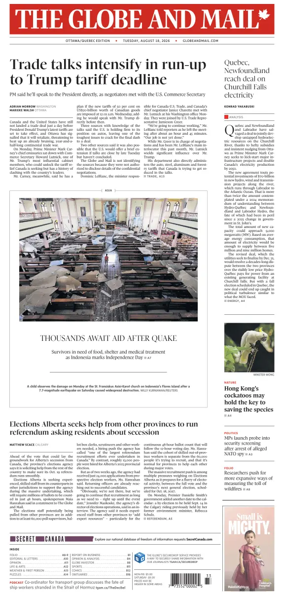 Cover of The Globe and Mail (Ottawa/Quebec Edition)