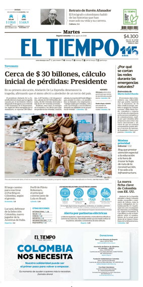 Cover of El Tiempo (Bogota)