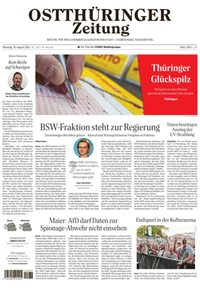 Cover of Ostthuringer Zeitung (Landkreis Saalfeld-Rudolstadt)
