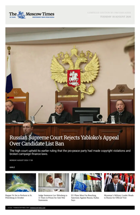 Cover of The Moscow Times - English