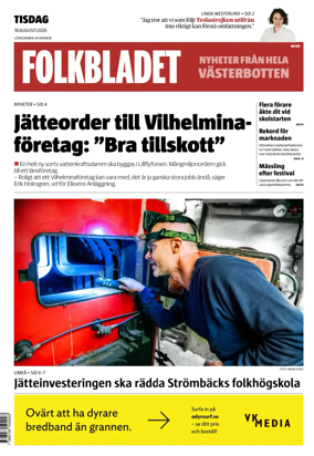 Cover of Folkbladet Vasterbotten