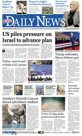 Cover of Hurriyet Daily News & Economic Review