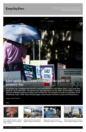 Cover of Tampa Bay Times TFP
