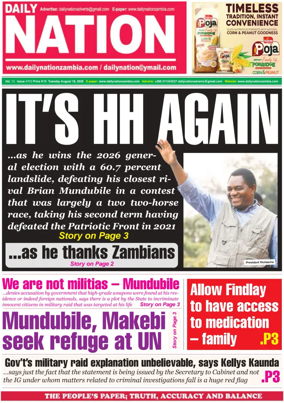 Cover of Daily Nation Newspaper