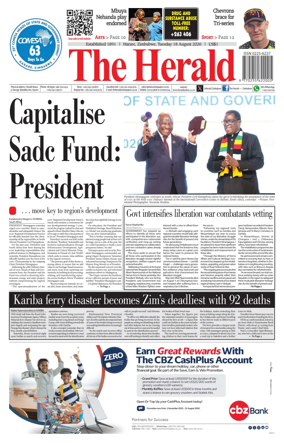 Cover of The Herald (Zimbabwe)