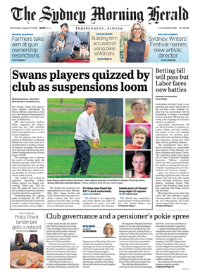 Cover of The Sydney Morning Herald