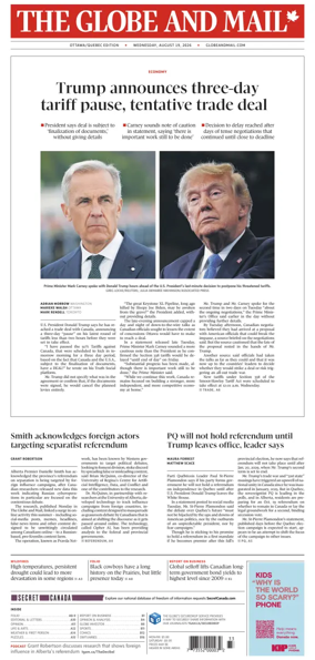 Cover of The Globe and Mail (Ottawa/Quebec Edition)