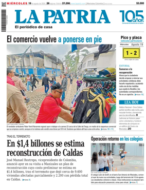 Cover of La Patria (Colombia)