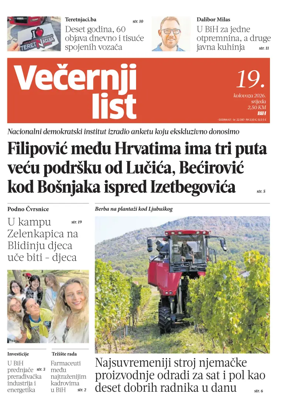 Cover of Vecernji list BiH