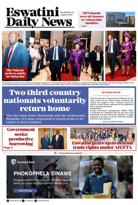 Cover of Eswatini Daily News