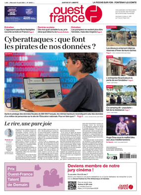 Cover of Ouest France (La Roche-sur-Yon - Fontenay-le-Comte)