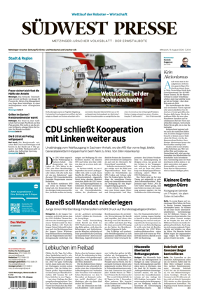 Cover of Sudwest Presse - Metzinger Uracher Volksblatt - Der Ermstalbote