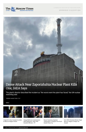 Cover of The Moscow Times - English