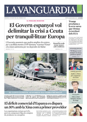 Cover of La Vanguardia (Catala)