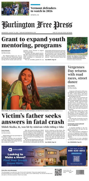 Cover of Burlington Free Press