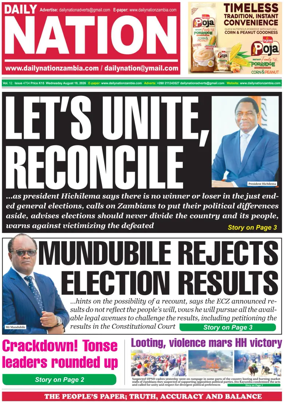 Cover of Daily Nation Newspaper