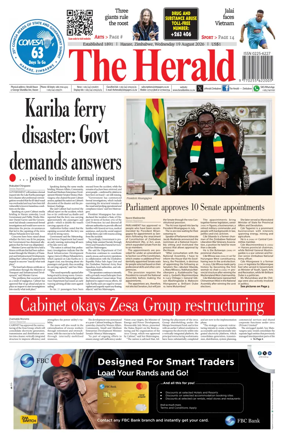 Cover of The Herald (Zimbabwe)