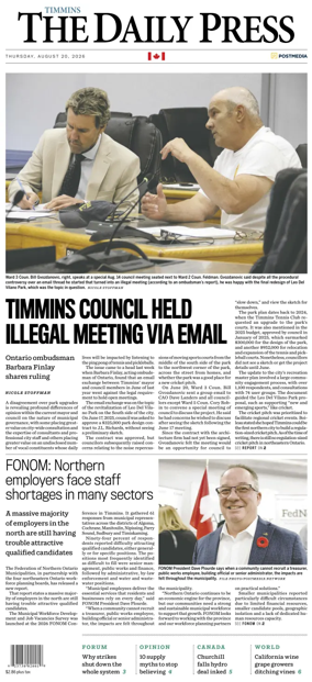 Cover of The Daily Press (Timmins)