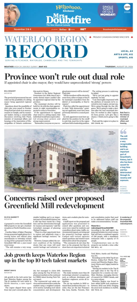 Cover of Waterloo Region Record