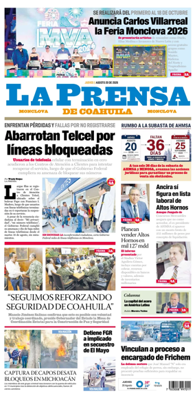 Cover of La Prensa de Coahuila