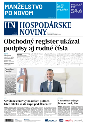 Cover of Hospodarske noviny