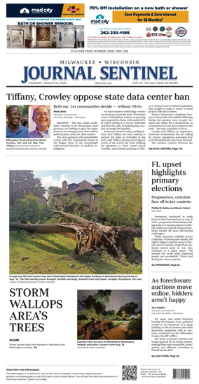 Cover of Milwaukee Journal Sentinel
