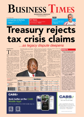 Cover of Business Times (Zimbabwe)
