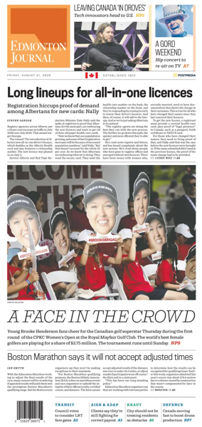Cover of Edmonton Journal