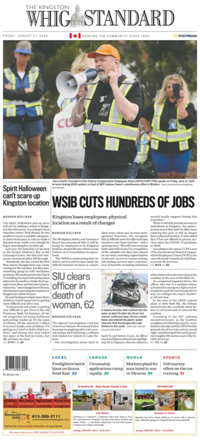 Cover of Kingston Whig-Standard