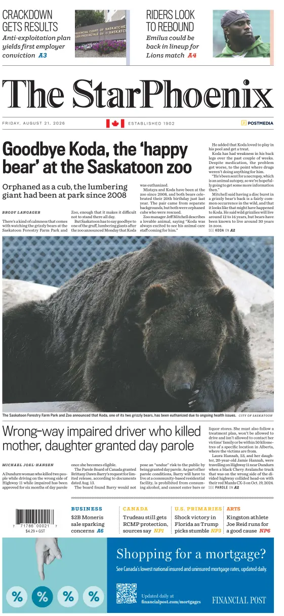 Cover of Saskatoon StarPhoenix