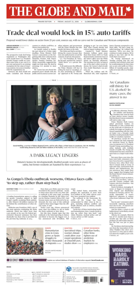 Cover of The Globe and Mail (Prairie Edition)