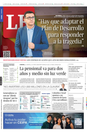 Cover of La Republica (Colombia)